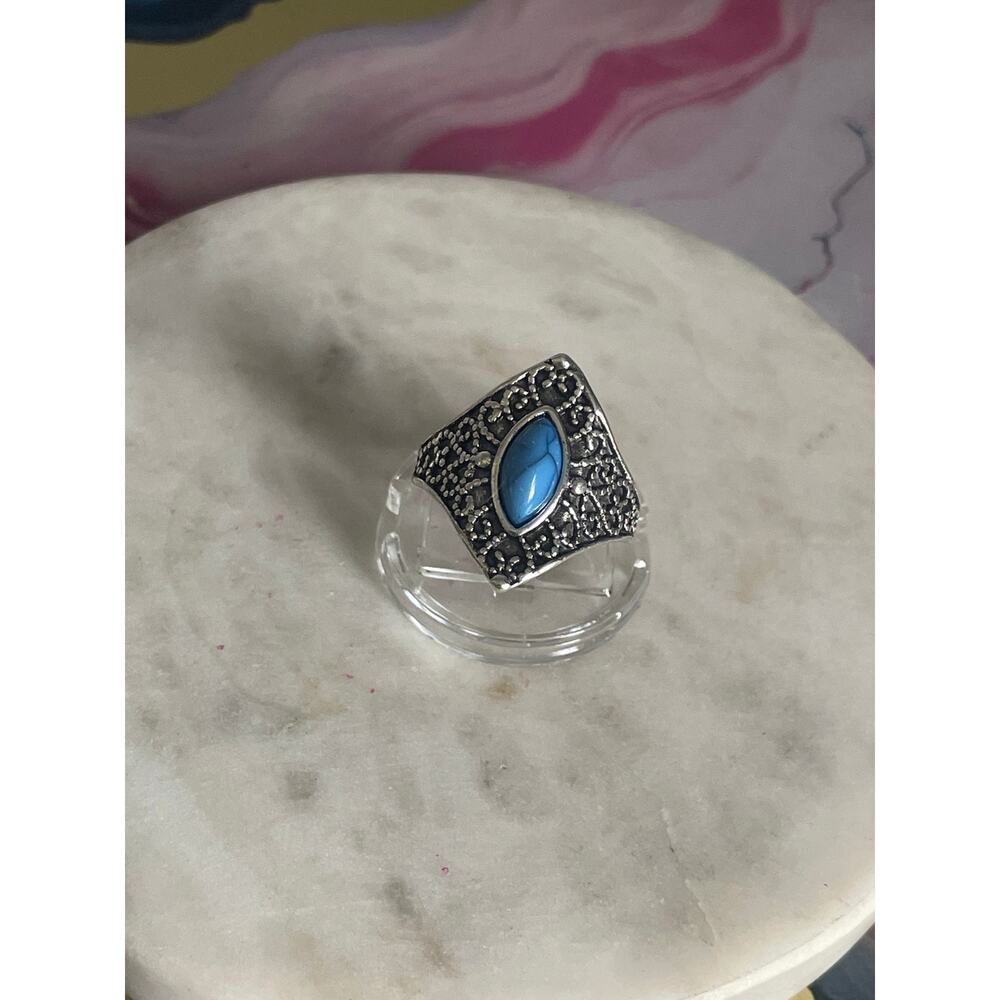 4.5 Silver Red synthetic gem Ring